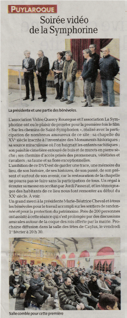 Article de presse dvd puylaroque
